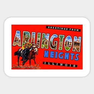 Greetings from Arlington Heights, Illinois - Vintage Large Letter Postcard Sticker